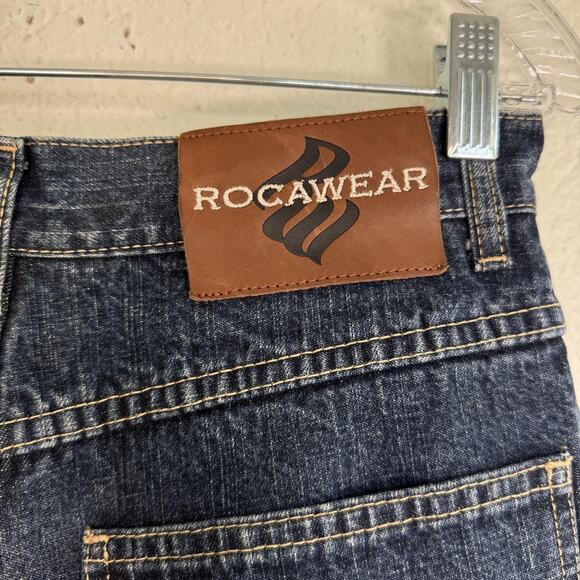 Rocawear Jeans Womens 27 Patchwork Denim Carpenter Baggy Hip Hop Y2K Boys 18? - Picture 11 of 16